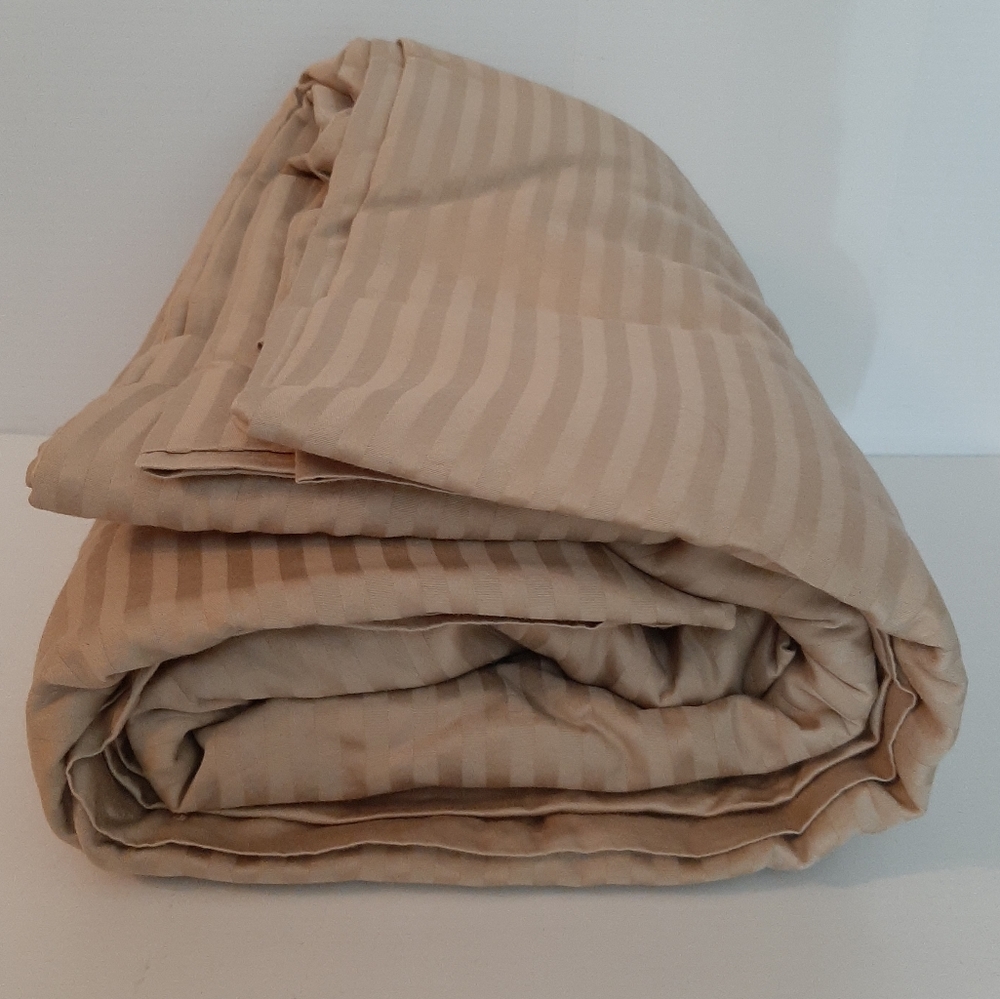 Supima Cotton King Duvet Cover Damask Stripe Tan
